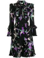 La Doublej Floral Print Ruffled Dress - Black