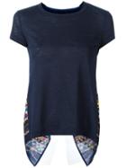 Sacai Tribal Lace Open Back T-shirt, Women's, Size: 1, Blue, Linen/flax/polyester