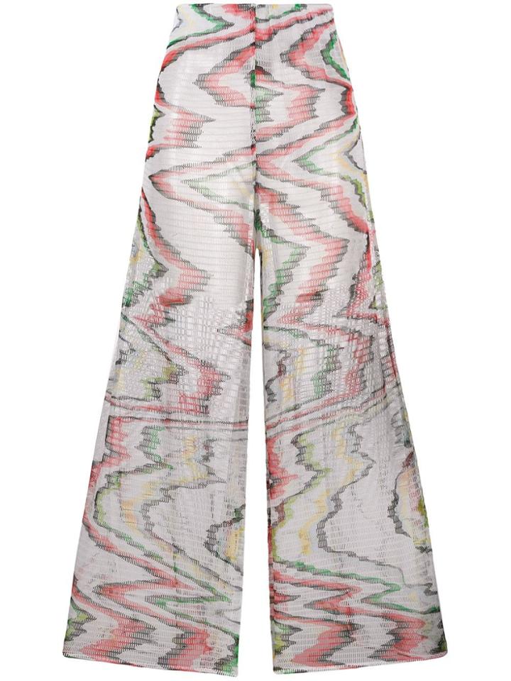 Missoni Mare Sheer Woven Flare Trousers - White