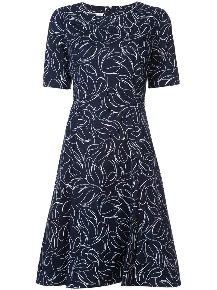 Oscar De La Renta Floral Print Dress - Blue