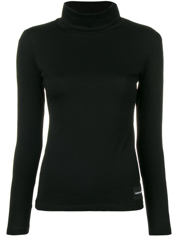 Calvin Klein Jeans Logo Patch Turtleneck Sweater - Black
