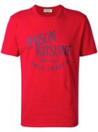 Maison Kitsuné Logo Print T-shirt, Men's, Size: Medium, Red, Cotton