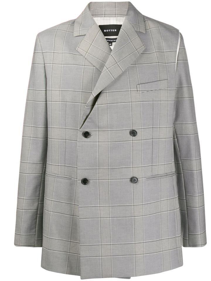 Botter Checked Double Breasted Blazer - Grey