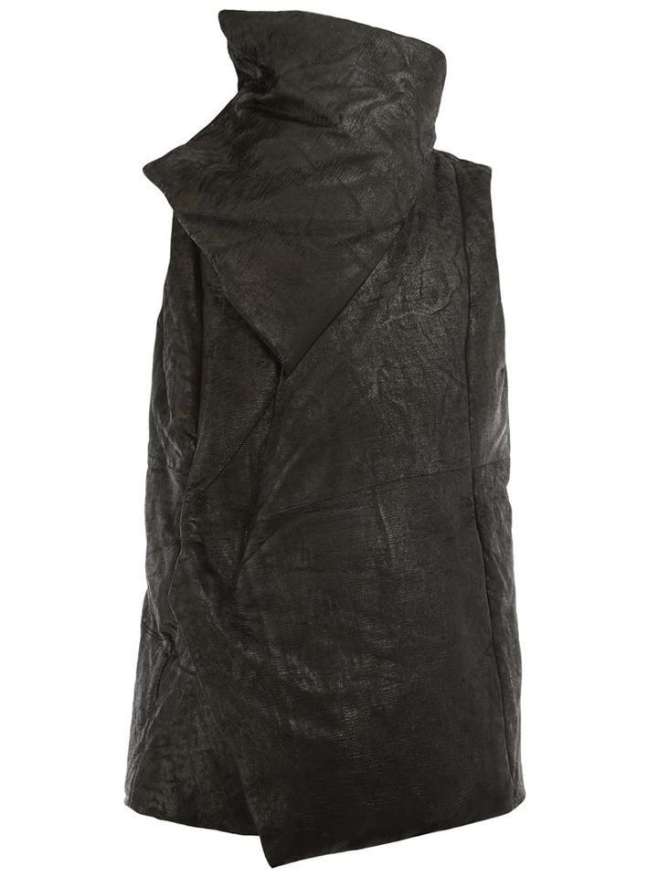 Julius Sleeveless High Neck Jacket, Men's, Size: 2, Black, Lamb Skin/feather/goose Down/polyester