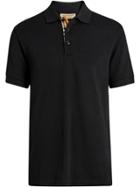 Burberry Contrast Collar Cotton Polo Shirt - Black
