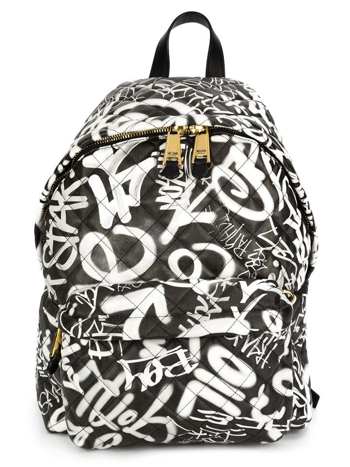 Moschino Graffiti Print Quilted Backpack