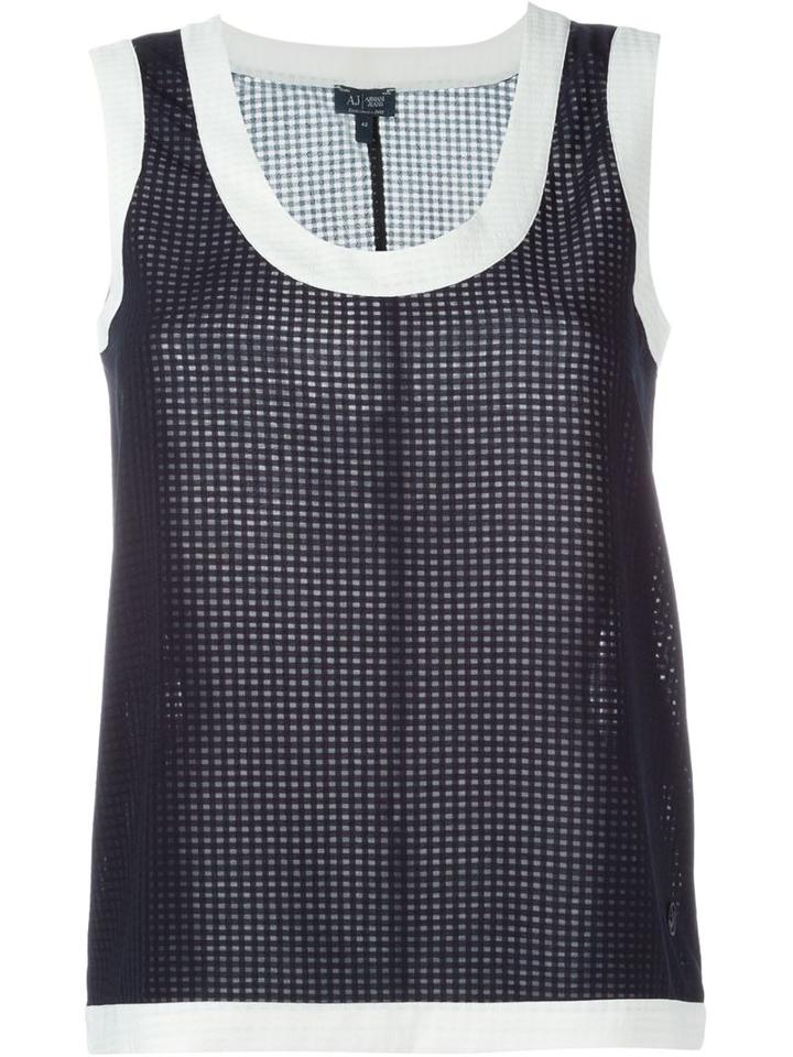 Armani Jeans Check Effect Sleeveless Top
