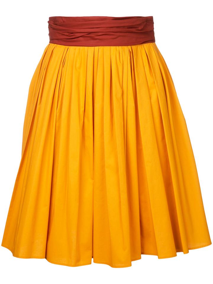 Paule Ka - Short Full Woven Skirt - Women - Cotton/spandex/elastane - 38, Women's, Yellow/orange, Cotton/spandex/elastane