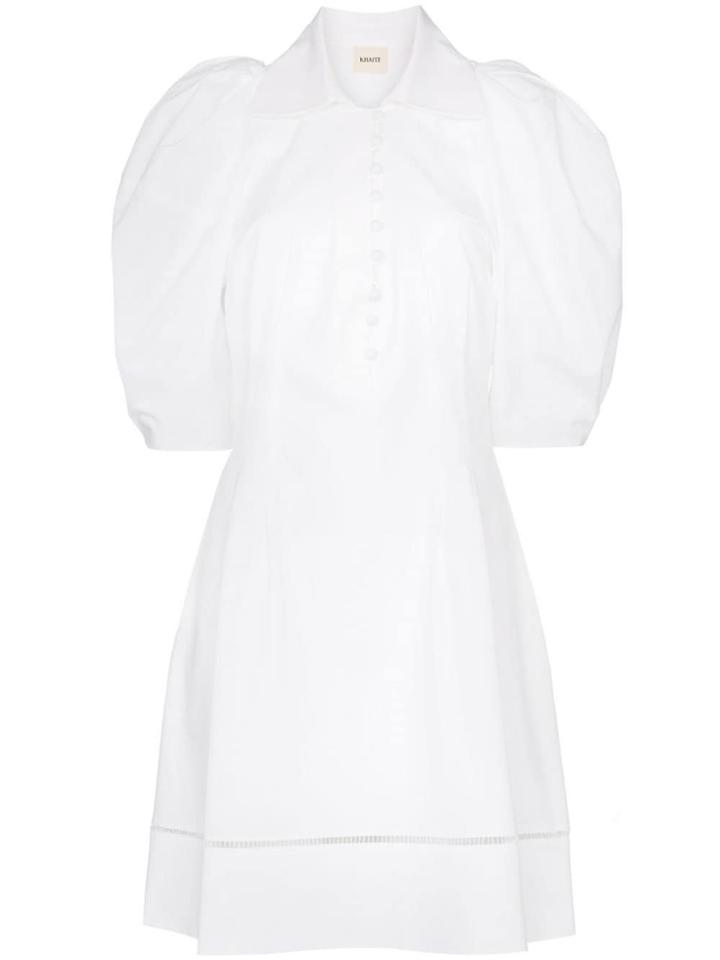 Khaite Carlina Puff Sleeve Cotton Shirt Dress - White