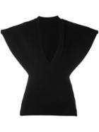 Jacquemus - V-neck Flared Shortsleeved Blouse - Women - Cotton - 40, Black, Cotton