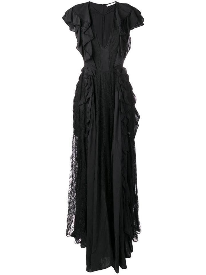 Amen Ruffle-trim Maxi Dress - Black