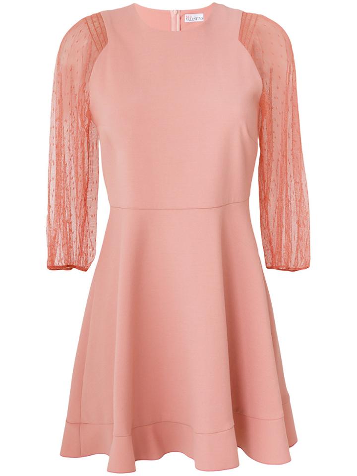 Red Valentino Transparent Balloon Sleeve Mini Dress - Pink & Purple
