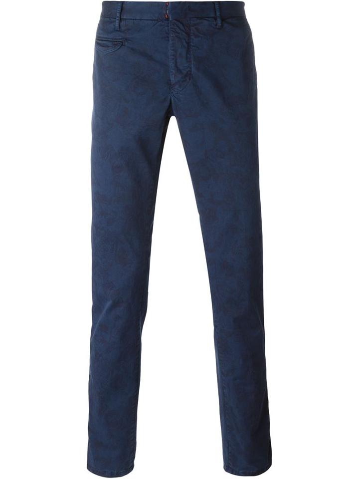 Incotex Slim Fit Chinos, Men's, Size: 33, Blue, Cotton/spandex/elastane