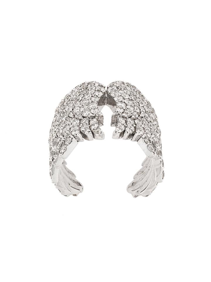 Monan 18kt White Gold And Diamond Wing Cocktail Ring - Metallic