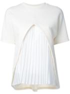 Taro Horiuchi Pleated Front T-shirt, Women's, White, Acrylic/wool/nylon