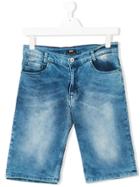 Boss Kids Teen Stonewashed Denim Shorts - Blue