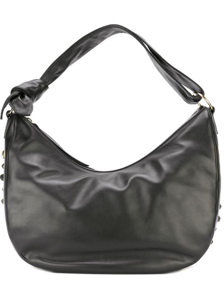 Borbonese Studded Shoulder Bag, Women's, Black, Leather/metal Other