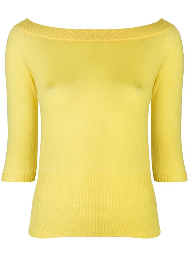 Antonio Marras Cropped Sleeve Boat Neck Sweater - Yellow & Orange