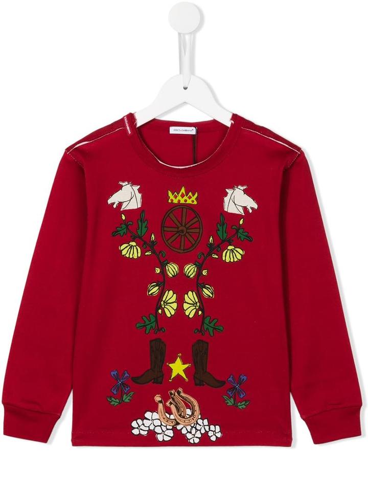 Dolce & Gabbana Kids Western Print Sweatshirt, Toddler Boy's, Size: 2 Yrs, Red