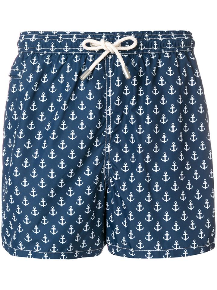 Mc2 Saint Barth Anchor Drawstring Swim Shorts - Blue