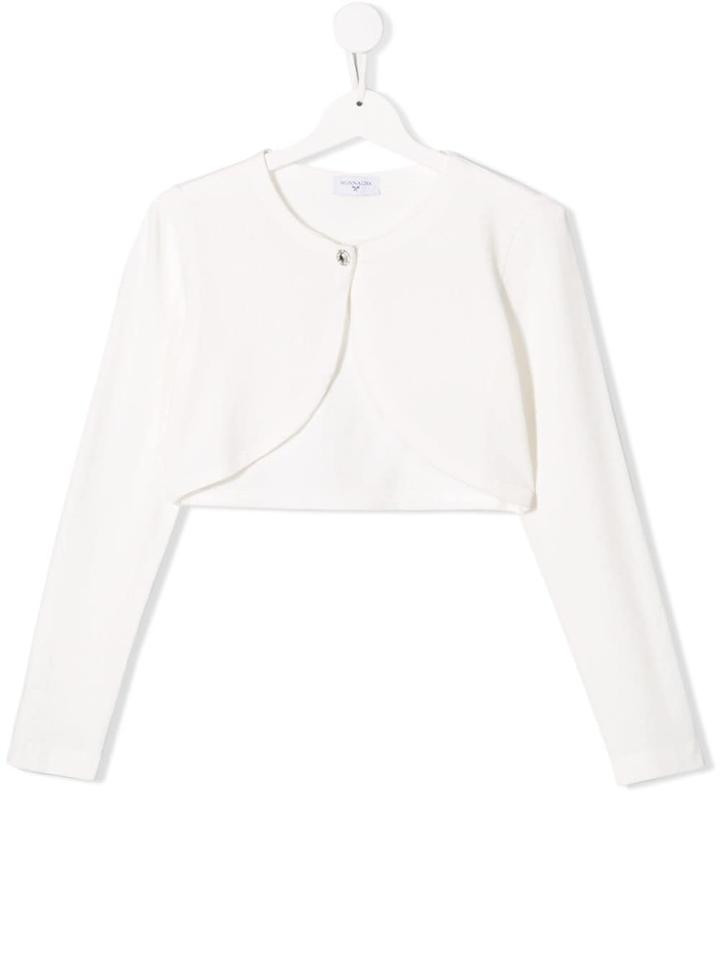 Monnalisa Single-button Cardigan - White