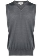 Canali Fine Knit V-neck Vest - Grey