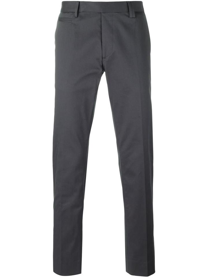 Fendi Slim Chino Trousers, Men's, Size: 50, Grey, Cotton/spandex/elastane