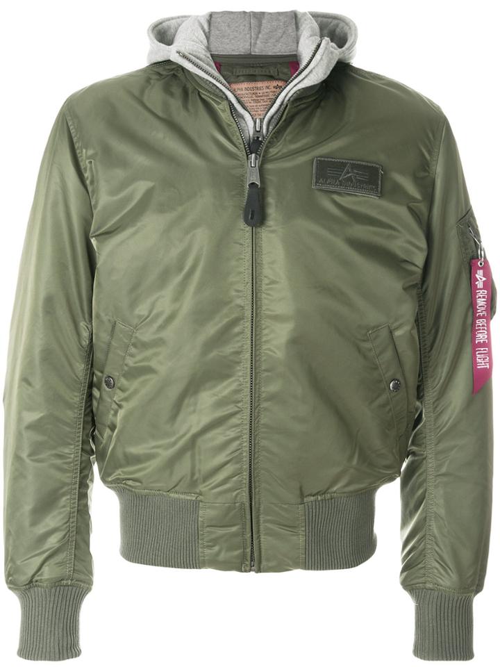 Alpha Industries Pocket Detail Bomber Jacket - Green