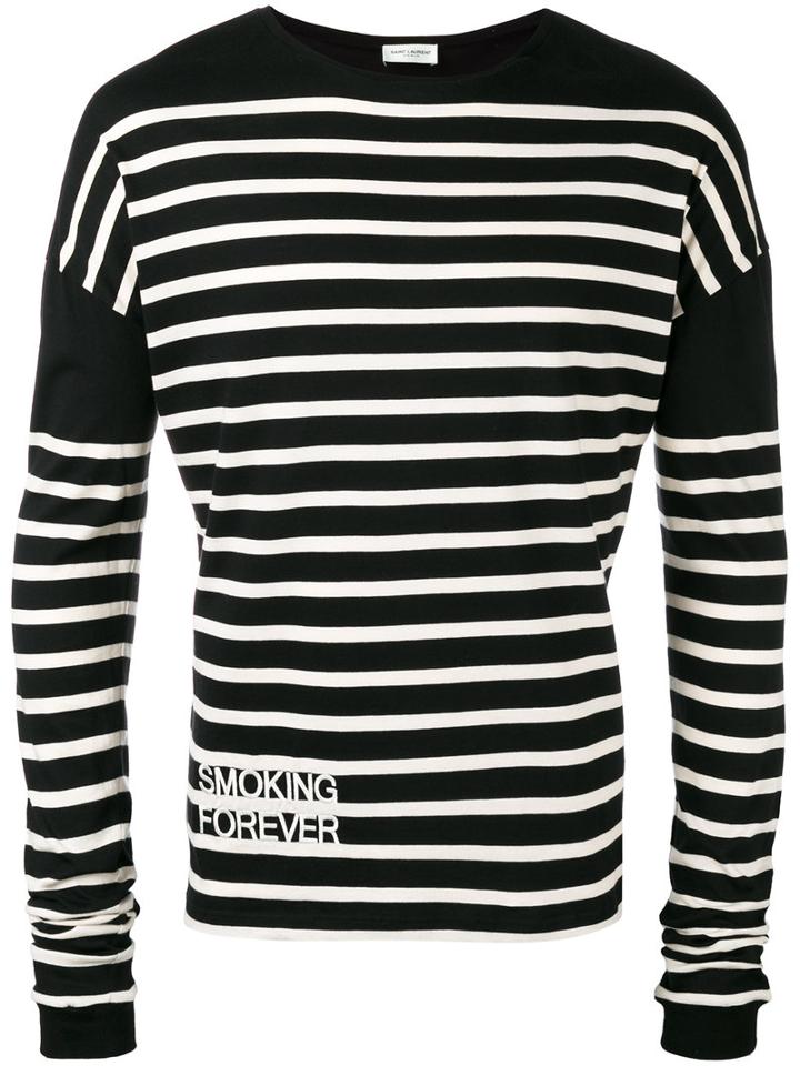 Saint Laurent Smoking Forever Marinière Top, Men's, Size: Xs, Black, Cotton