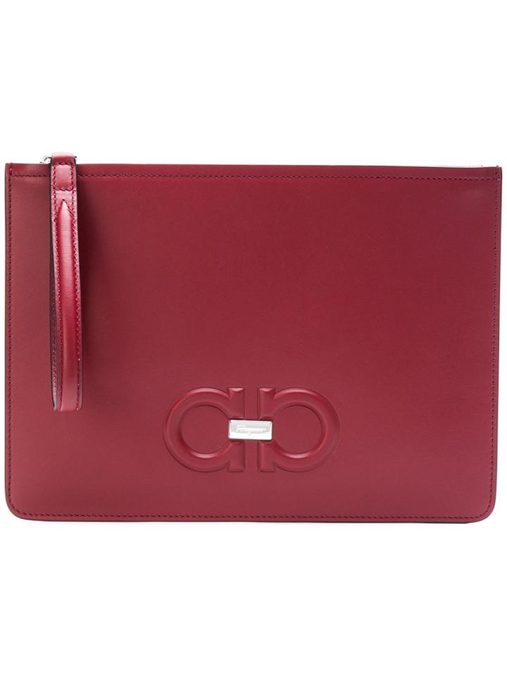 Salvatore Ferragamo Double Gancio Zip Pouch - Red
