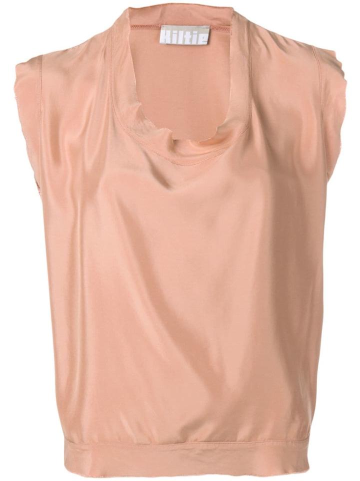 Kiltie Draped Neck Top - Neutrals