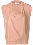 Kiltie Draped Neck Top - Neutrals