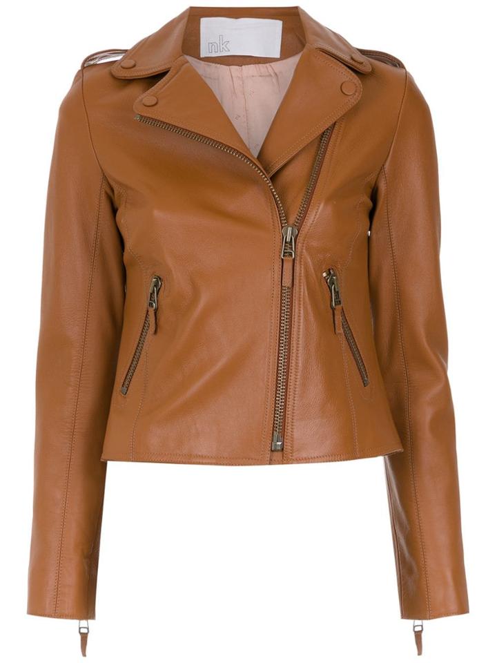 Nk Leather Biker Jacket - Brown