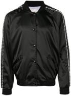 Laneus Tropical Embroidered Bomber Jacket - Black