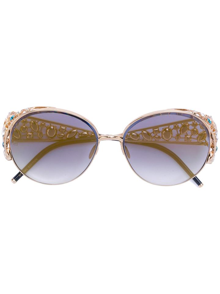 Elie Saab Embellished Round Sunglasses - Metallic