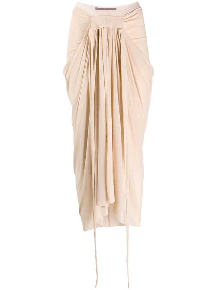 Rick Owens Lilies Gathered Midi Skirt - Neutrals