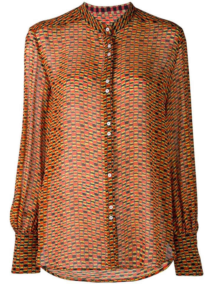 Proenza Schouler L/s Button Down-printed Crepe Chiffon Shirt - Red