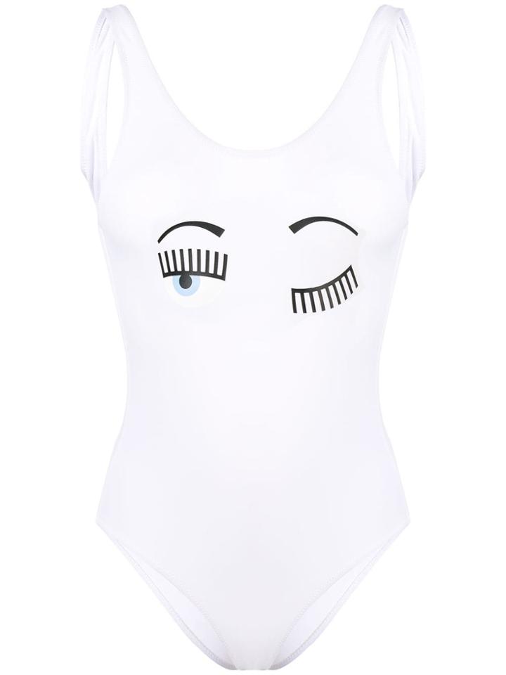 Chiara Ferragni Winking Eye Swimsuit - White