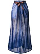 Comme Des Garçons Vintage Sheer Belted Long Skirt - Blue