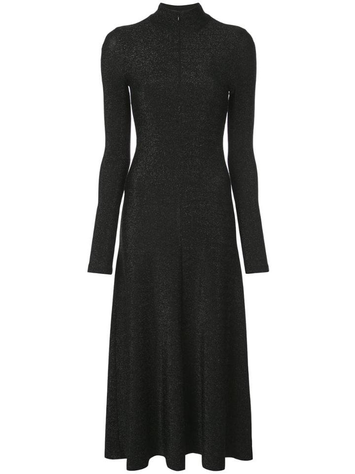 Rosetta Getty Longsleeved Zip-up Dress - Black