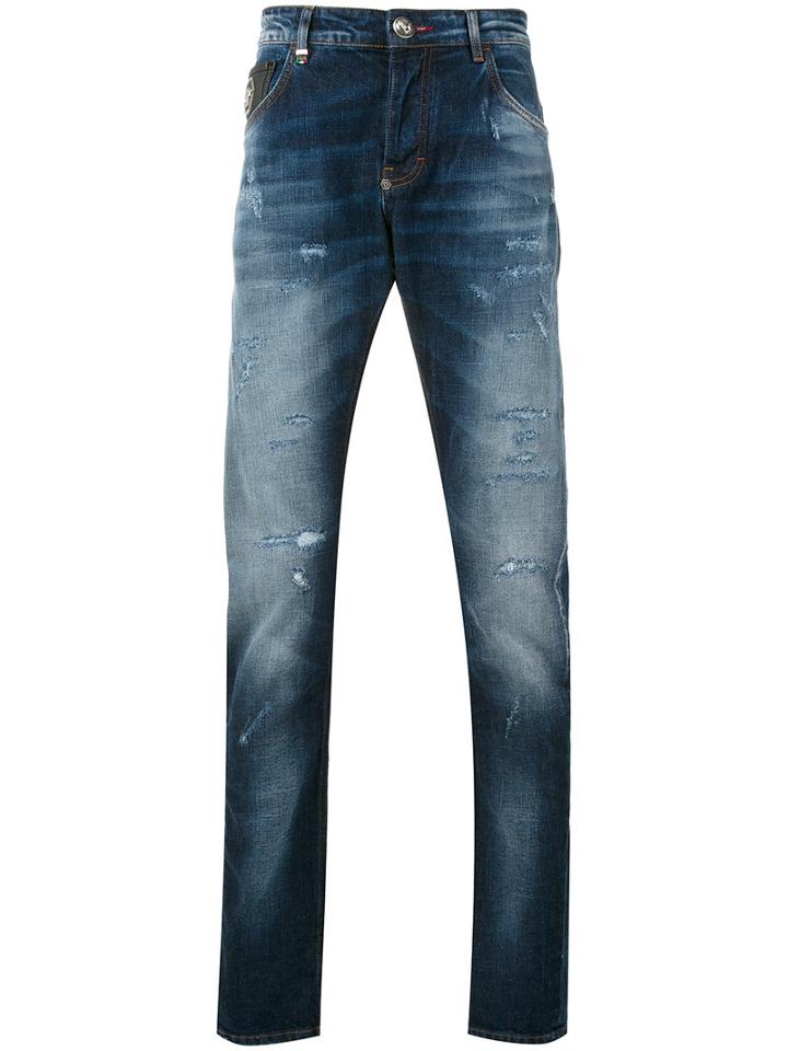 Slim-fit Jeans - Men - Cotton/polyester/spandex/elastane - 33, Blue, Cotton/polyester/spandex/elastane, Philipp Plein