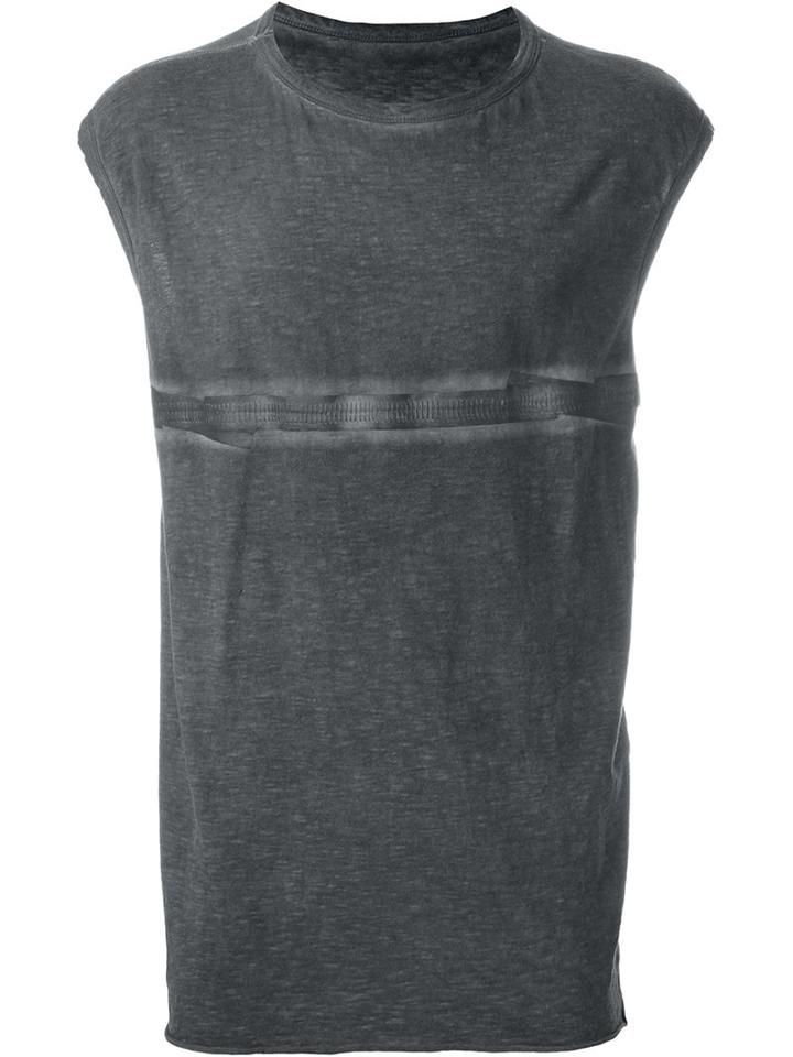 Isaac Sellam Experience Stitch Print Relaxed Fit Tank Top, Men's, Size: Large, Grey, Cotton