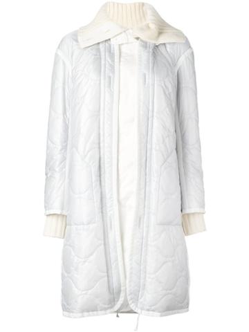 Sacai Quilted Parka, Women's, Size: 3, White, Feather Down/nylon/wool