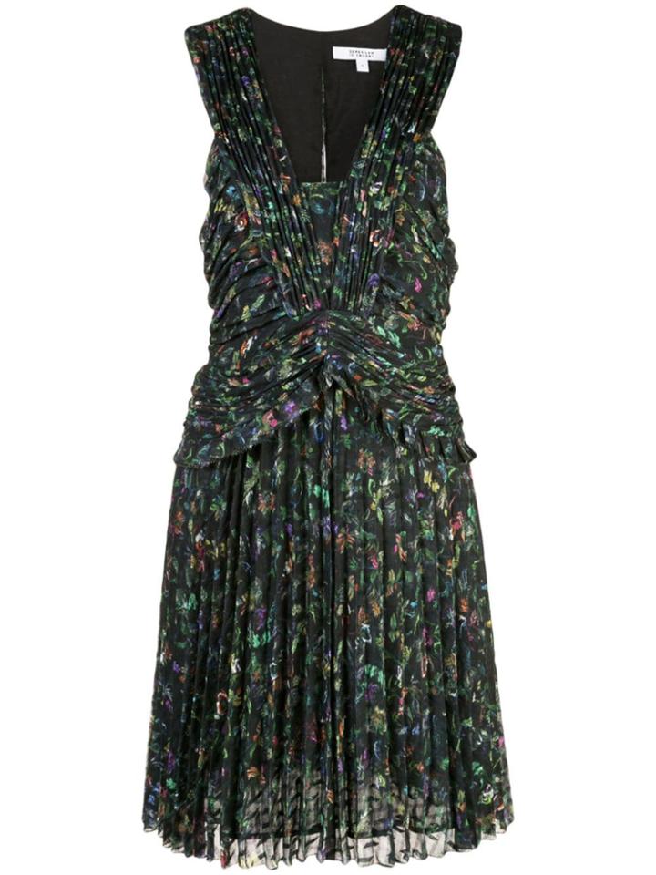 Derek Lam 10 Crosby Ruched Pleated Richter Floral Mini Dress - Black