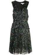 Derek Lam 10 Crosby Ruched Pleated Richter Floral Mini Dress - Black