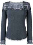 Ermanno Scervino Lace Insert Jumper, Women's, Size: 44, Grey, Wool/cashmere/silk