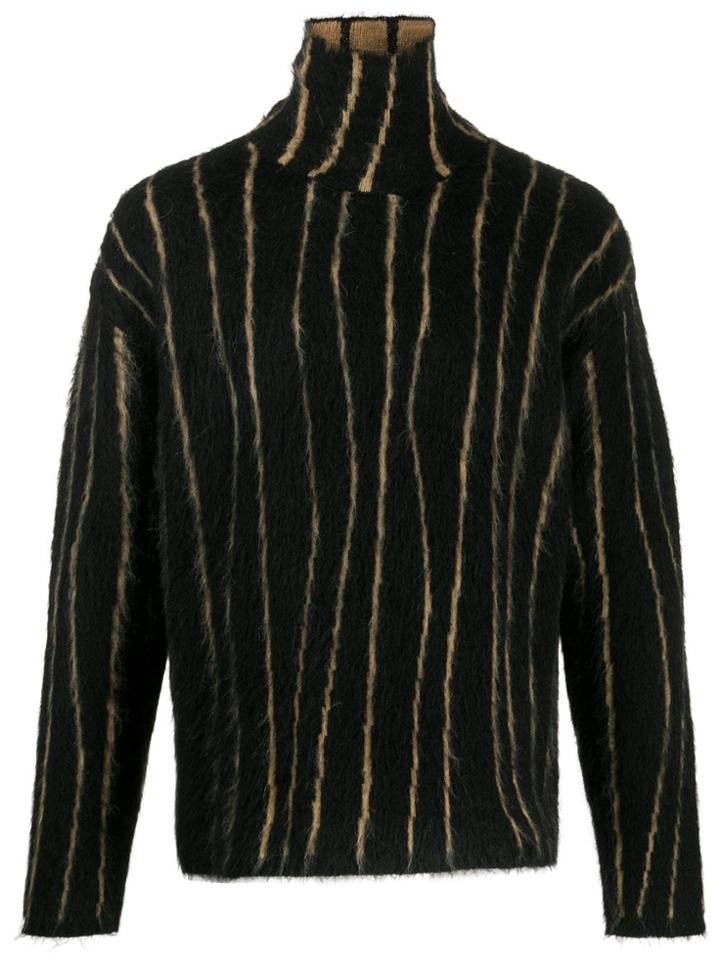 Paura Striped Turtle-neck Sweater - Black