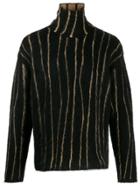 Paura Striped Turtle-neck Sweater - Black
