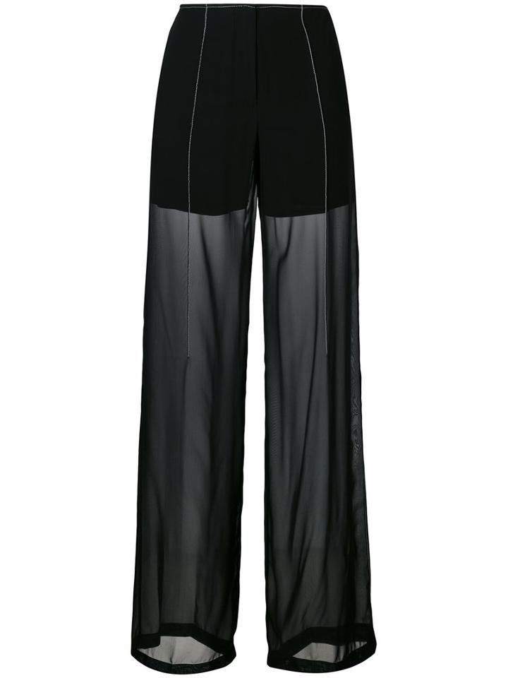 Dkny - Sheer Relaxed Trousers - Women - Polyester/viscose - 4, Black, Polyester/viscose