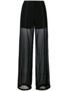 Dkny - Sheer Relaxed Trousers - Women - Polyester/viscose - 4, Black, Polyester/viscose